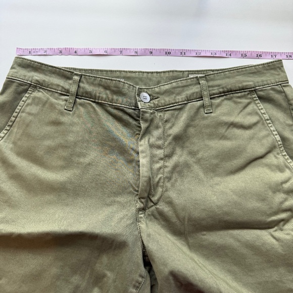 AG Adriano Goldschmied Mens Wanderer Olive Green Slim Trouser Shorts 33R - Picture 12 of 14